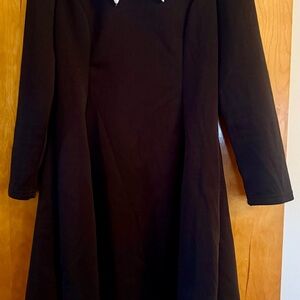 Killstar Black A-line Midi Dress with Peter Pan Collar